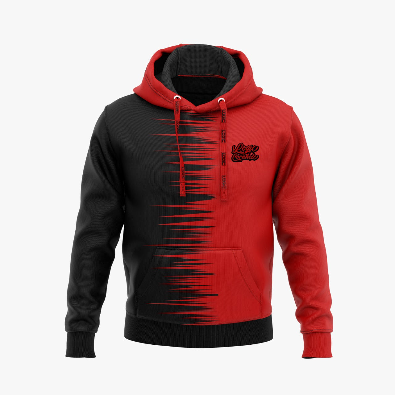 Logic Fragment Pullover Hoodie - Red - Ready to Ship