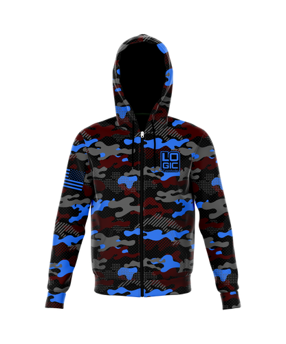 Logic Camo Full Zip Up Sublimation Hoodie Polyester Fleece -(Allow 3 weeks)