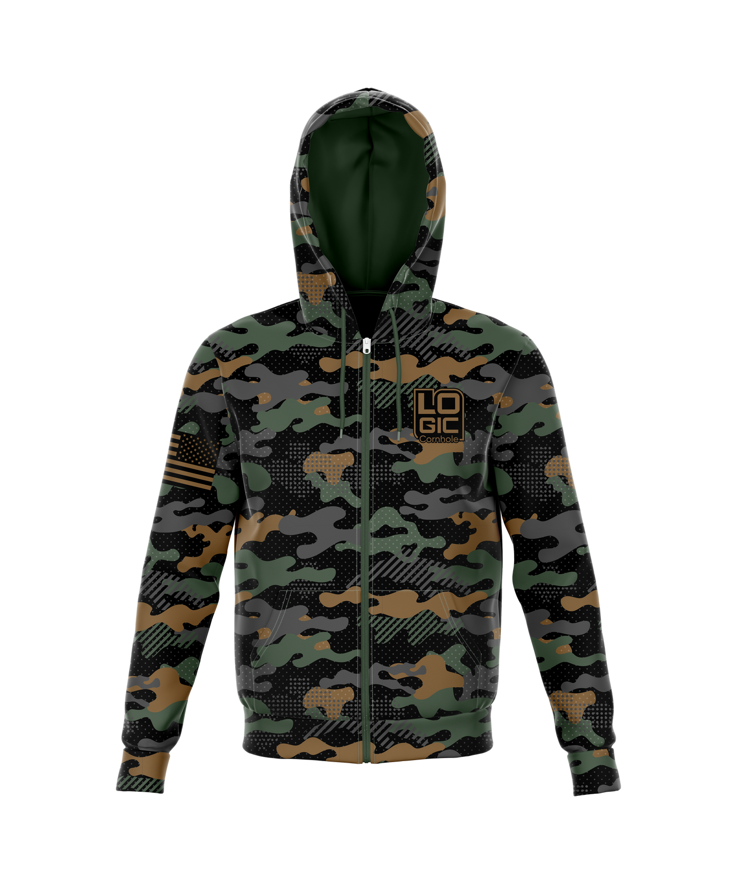 Logic Camo Full-Zip Hoodie - Green & Gold - Ready to Ship