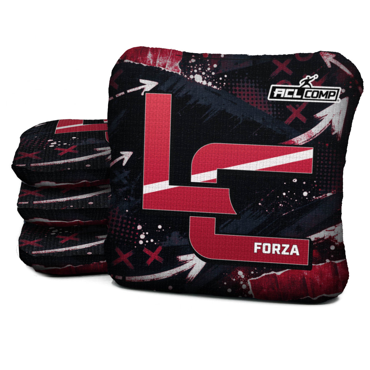 Atlanta football cornhole bags, Forza - 6/9 - ACL COMP, approved colorway with coordinating reverse
