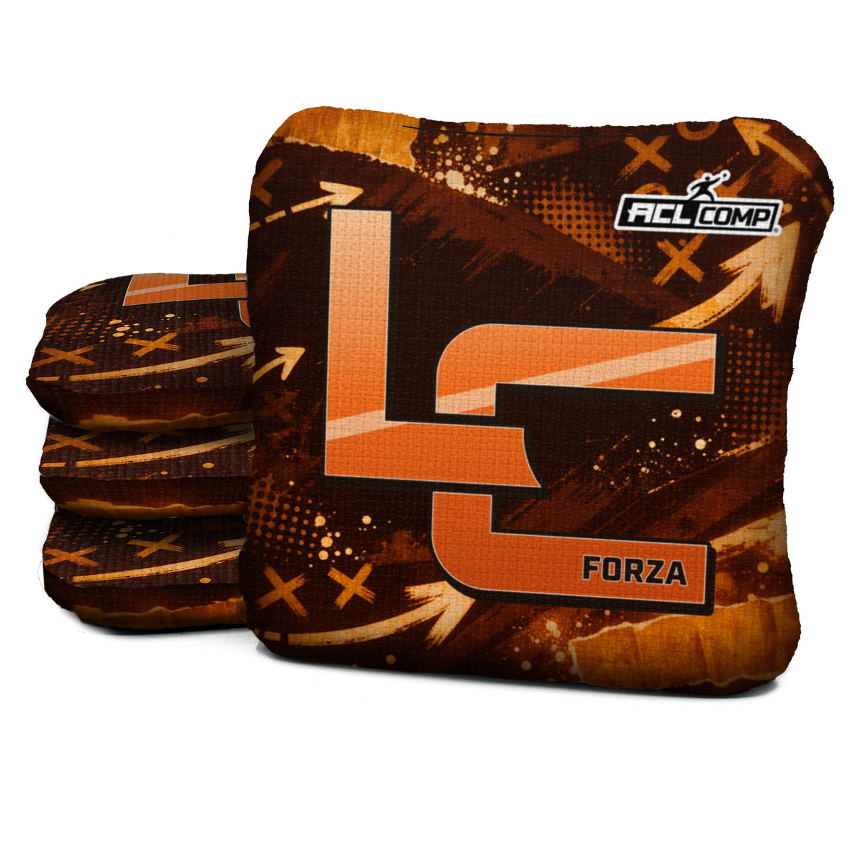 Cleveland football cornhole bags, Forza - 6/9 - ACL COMP, Brown, Orange