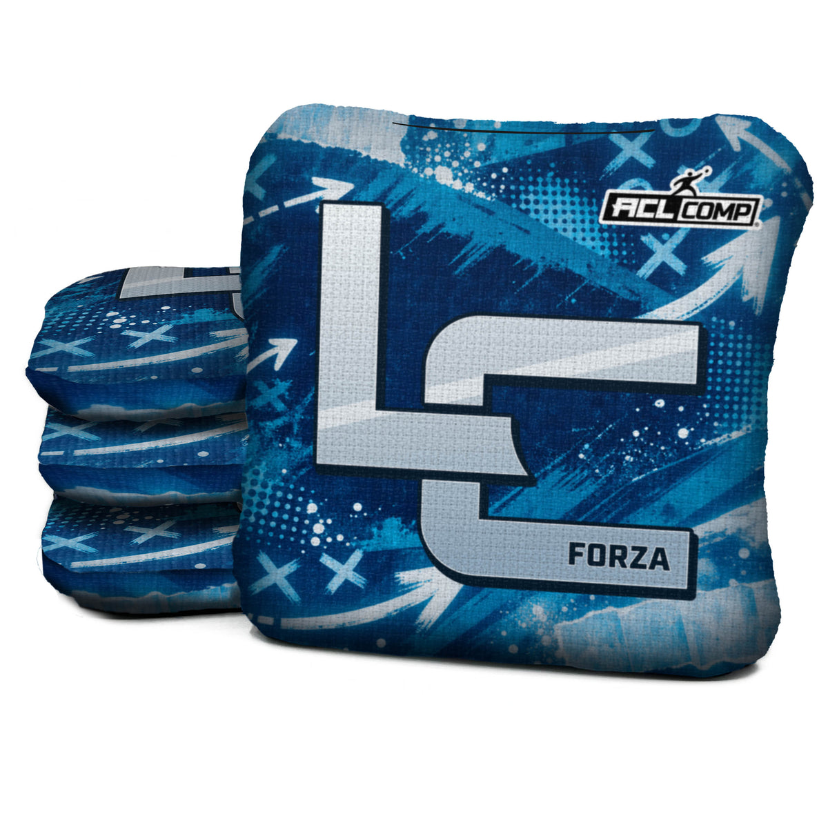 Detroit football cornhole bags, Forza - 6/9 - ACL COMP, Blue, Silver