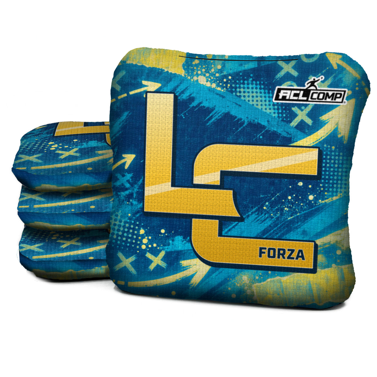 Los Angeles - Powder football cornhole bags, Forza - 6/9 - ACL COMP, Powder blue, Yellow