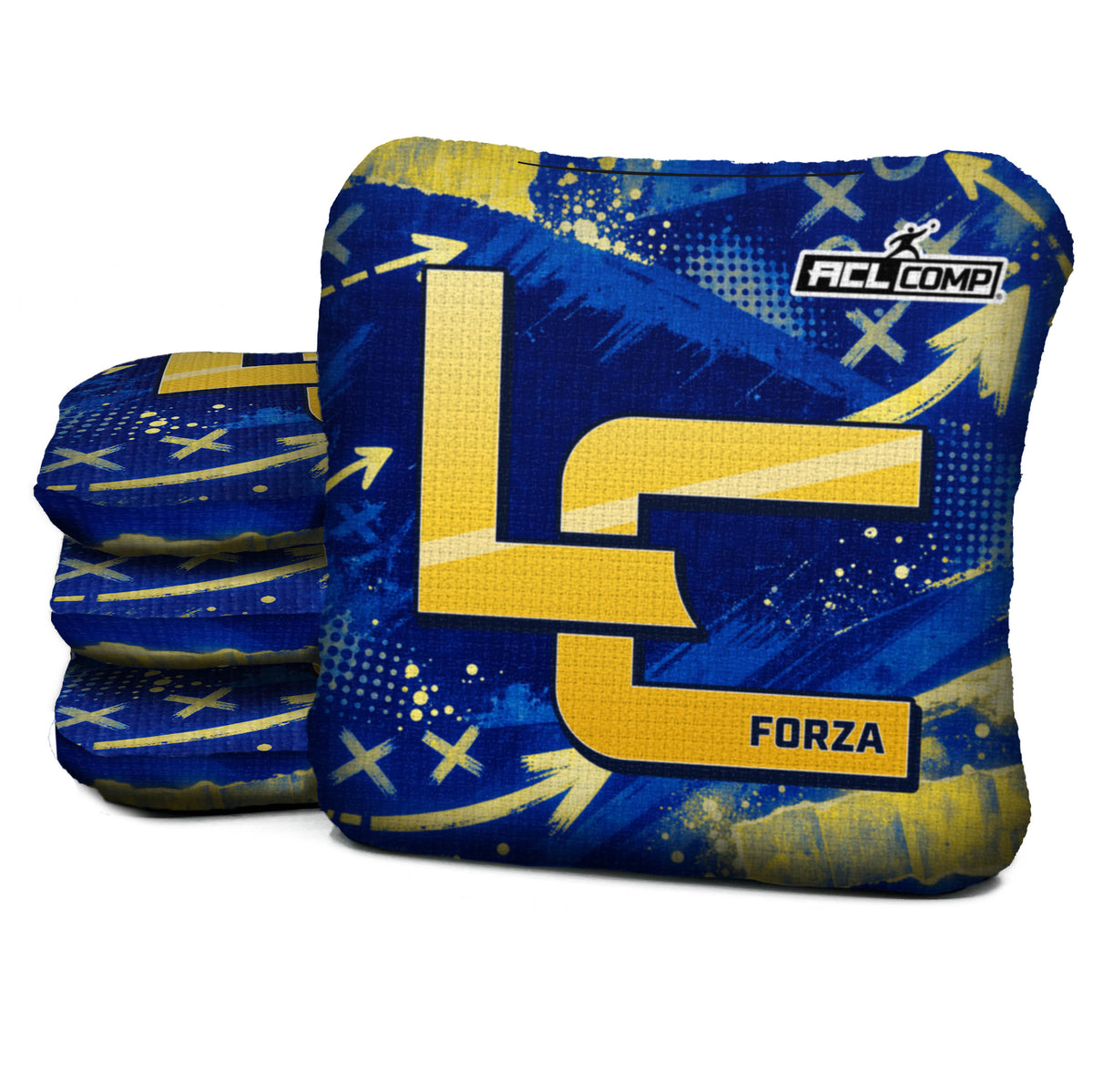 Los Angeles - Royal football cornhole bags, Forza - 6/9 - ACL COMP, Royal blue, Yellow