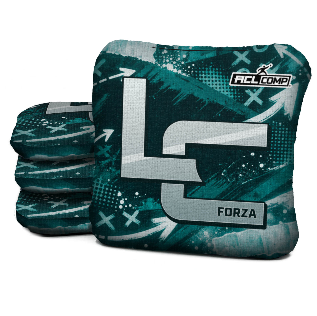 Philadelphia football cornhole bags, Forza - 6/9 - ACL COMP, Midnight green, Silver