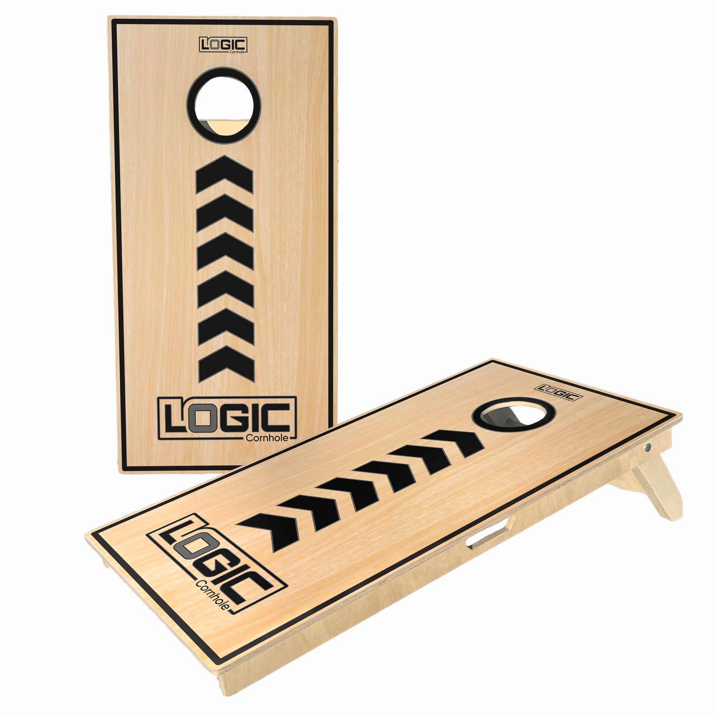 Chevrons Black and Grey - Anchor I Cornhole Board Set (4-5 weeks lead time )