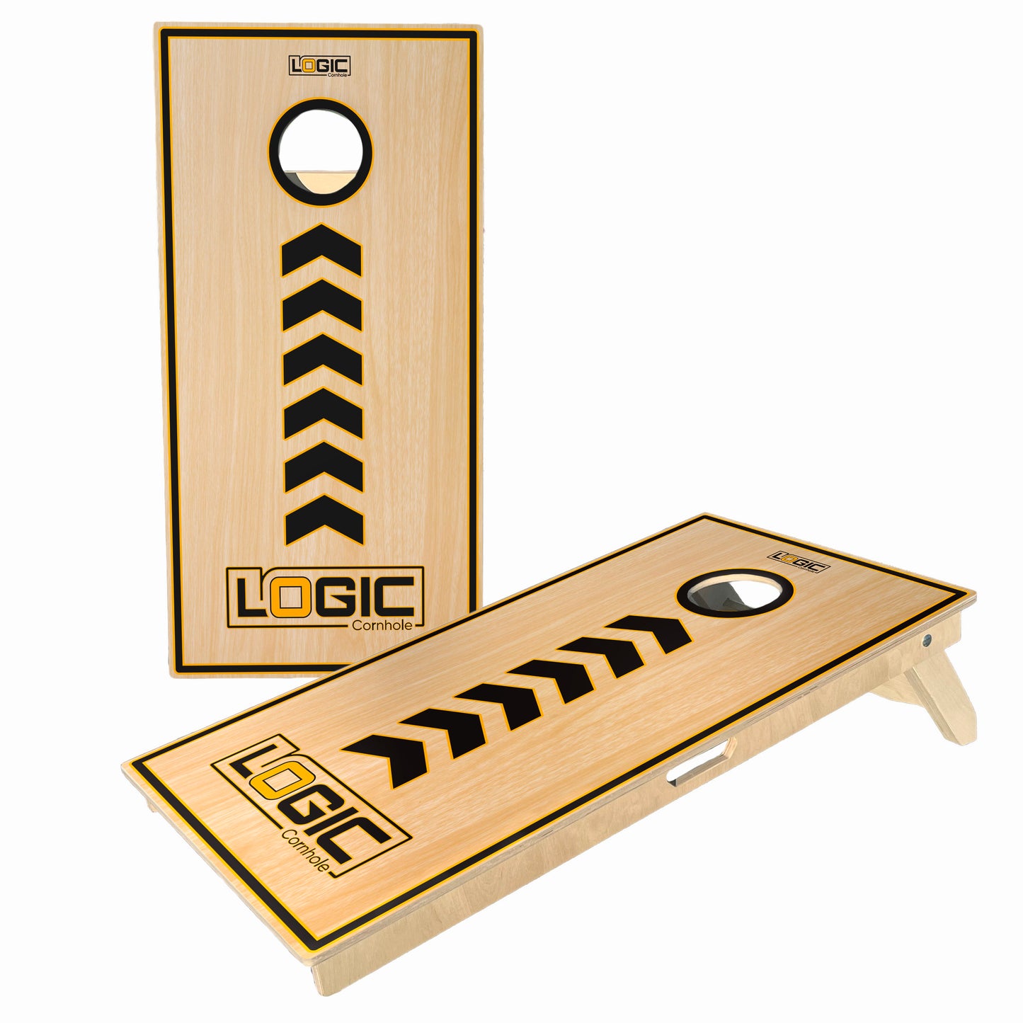 Yellow Black Chevrons - Anchor I Cornhole Board Set (Ships in 4 - 5 weeks)