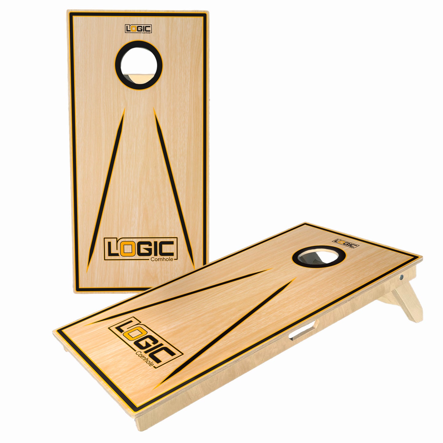 Yellow Black Lanes - Anchor I Cornhole Board Set (Ships in 4 - 5 weeks)