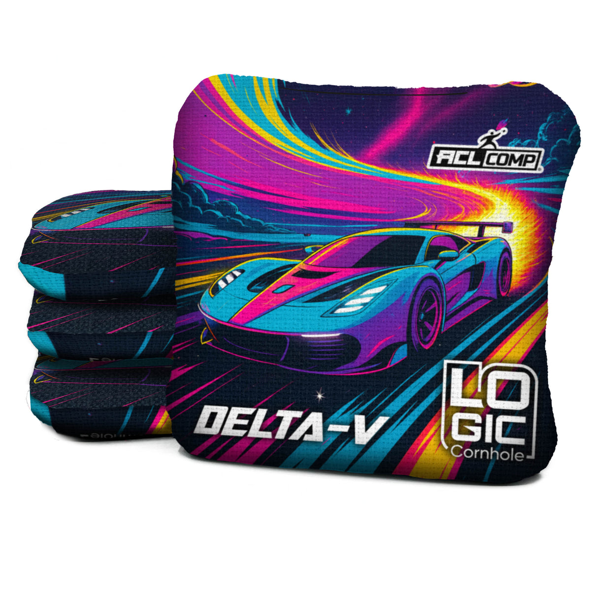 Future Race 2027 DV Logic Cornhole bag mockup