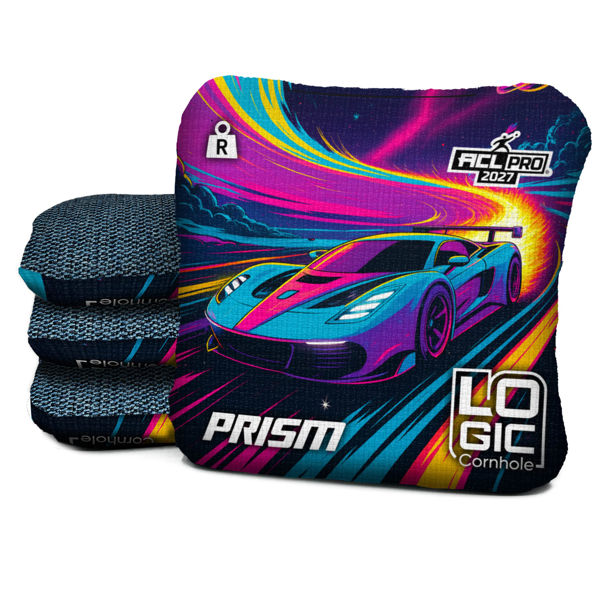 Future Race 2027 PR-R Logic Cornhole bag mockup