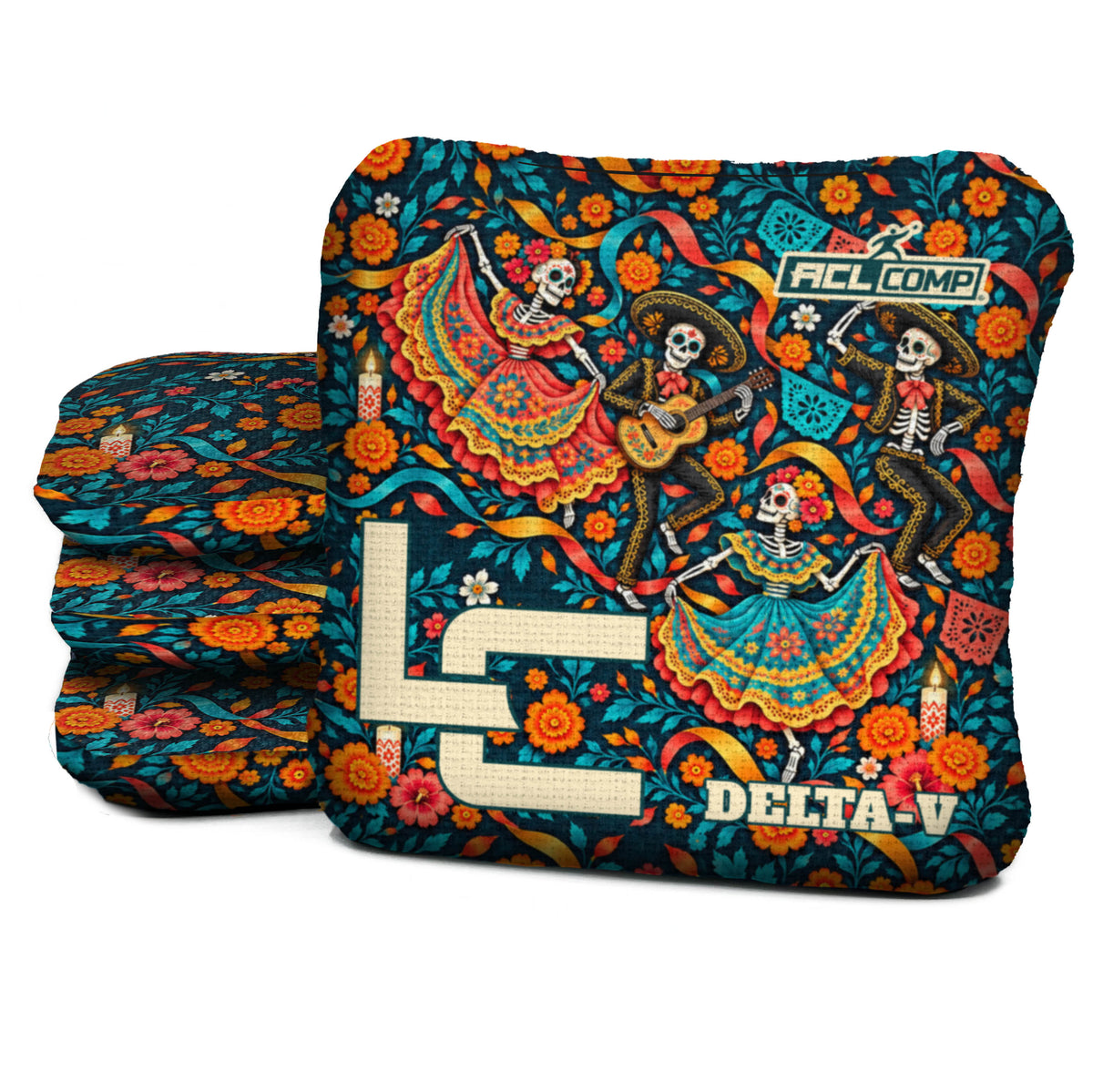 Calaca Fiesta Ribbons cornhole bags — Delta-V - 5/8 - ACL COMP