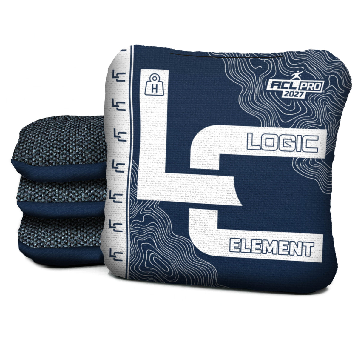 Contour MARINE WHITE element H ACL PRO cornhole bags with Midnight carpet