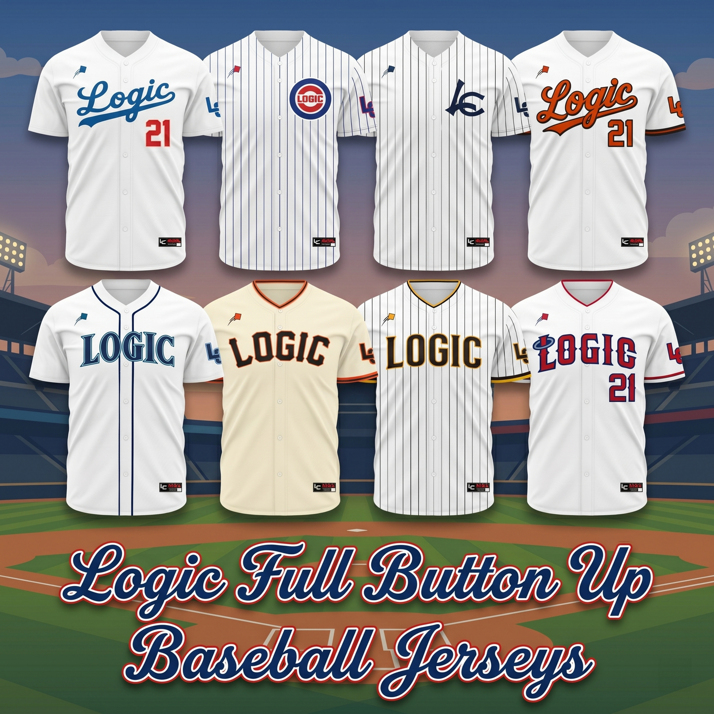LOGIC Signature Full Button Up Sublimation Baseball Jerseys / PRE-SALE