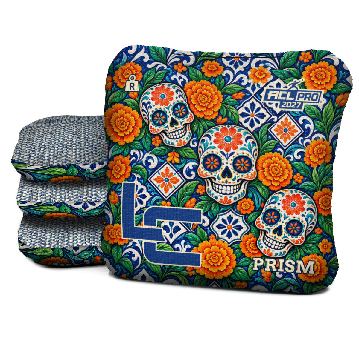 Calavera Marigold Mosaic cornhole bags — Prism - R - 5/9 - ACL PRO