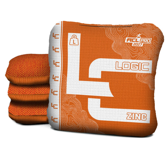 Contour Orange zinc L ACL PRO cornhole bags with Orange carpet