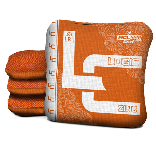 Contour Orange zinc R ACL PRO cornhole bags with Orange carpet
