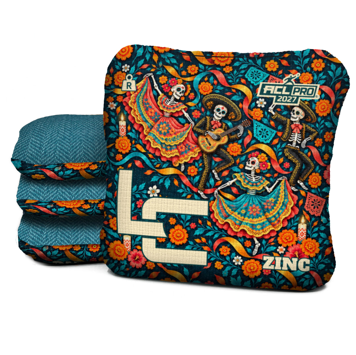 Calaca Fiesta Ribbons cornhole bags — Zinc - R - 4.5/9 - ACL PRO