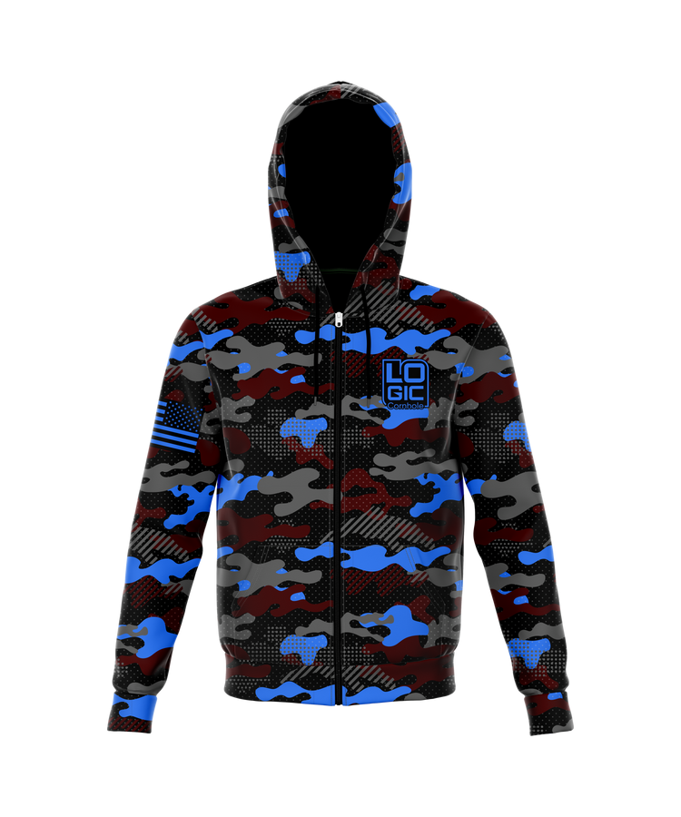 Logic Camo Full-Zip Hoodie - Blue - Ready to Ship