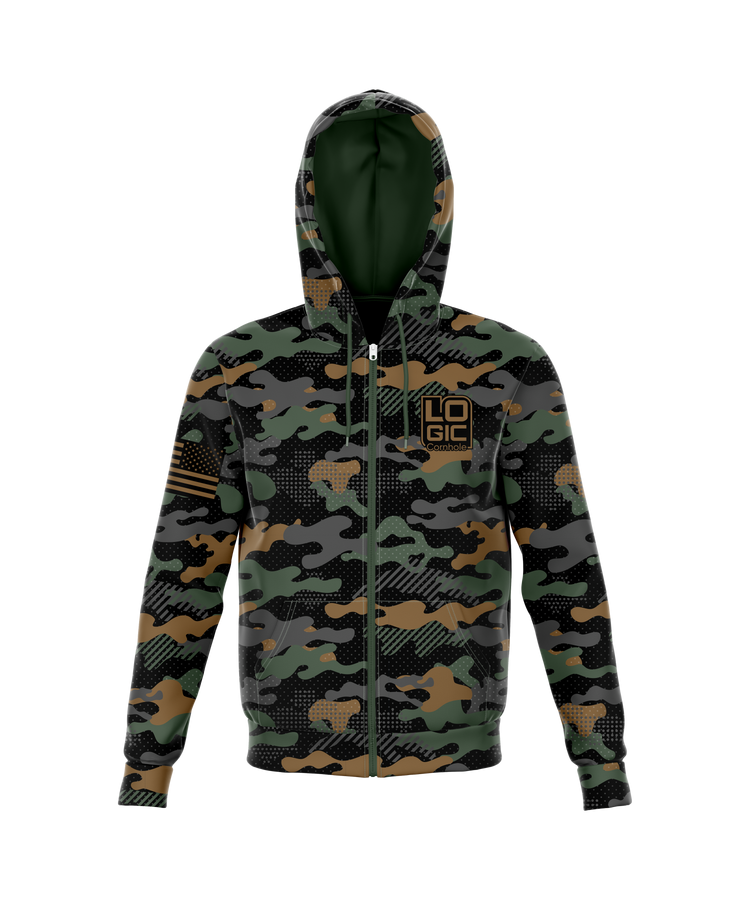 Logic Camo Full-Zip Hoodie - Green & Gold - Ready to Ship