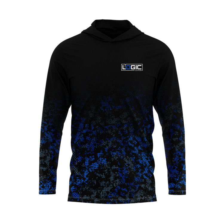 Logic Long-Sleeve Hooded Shirt - Black & Blue - Ready to Ship