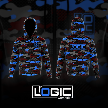 Logic Camo Full Zip Up Sublimation Hoodie Polyester Fleece -(Allow 3 weeks)