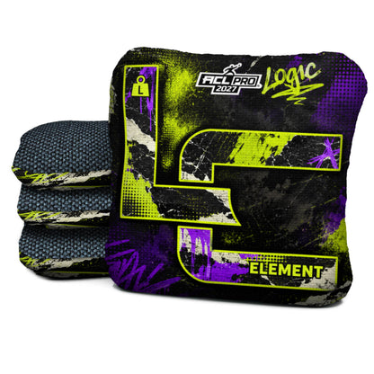 Acid Static EL-L cornhole bags with Midnight carpet
