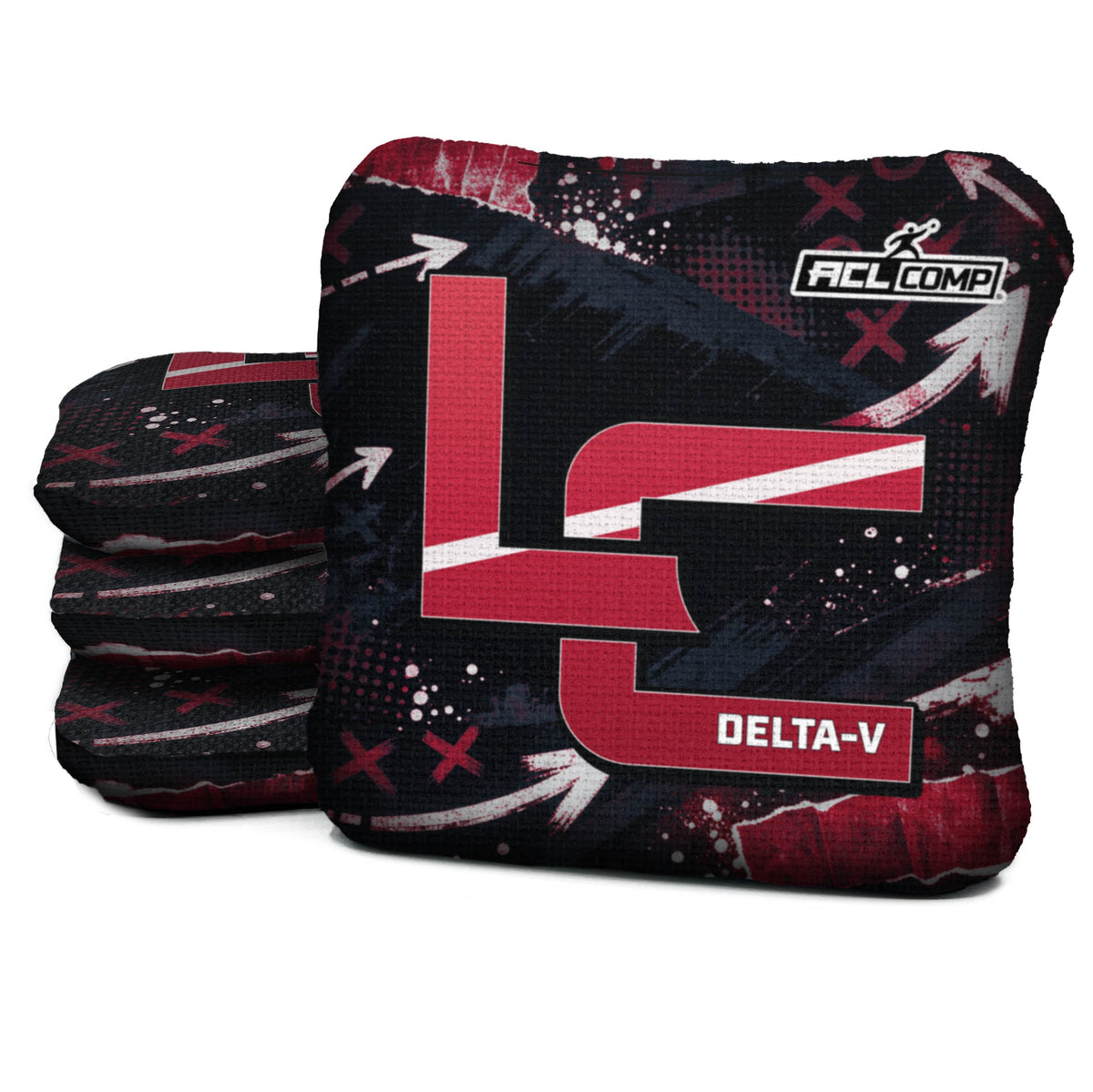 Atlanta football cornhole bags, Delta-V 5/8- ACL COMP, approved colorway with coordinating reverse