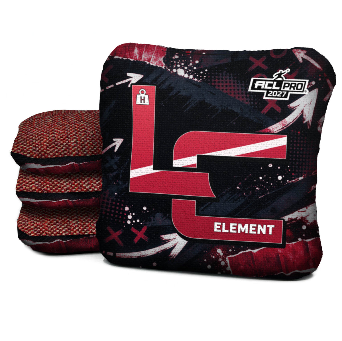 Atlanta football cornhole bags, Element - H 5/8 - ACL PRO, approved colorway with coordinating reverse