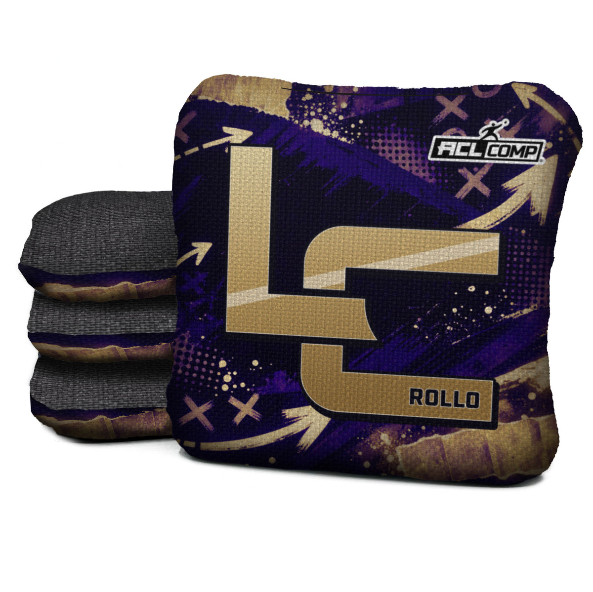 Baltimore football cornhole bags, Rollo 4/7 - ACL COMP, Purple, Gold, Black