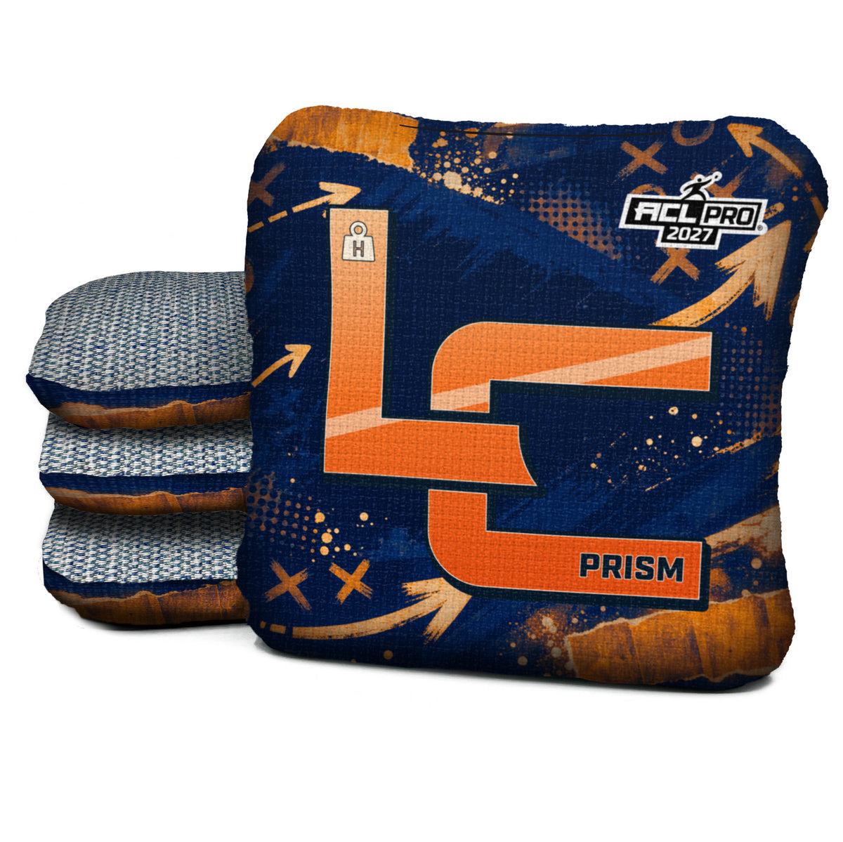Chicago football cornhole bags, Prism - H 5/9 - ACL PRO, Navy, Orange