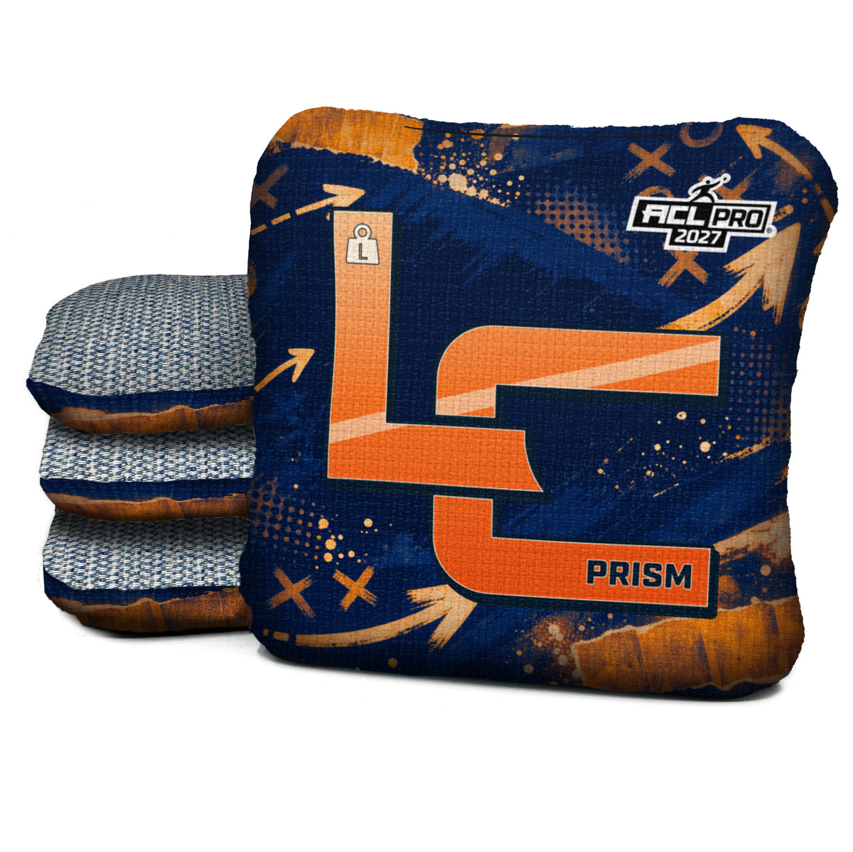 Chicago football cornhole bags, Prism - L 5/9 - ACL PRO, Navy, Orange