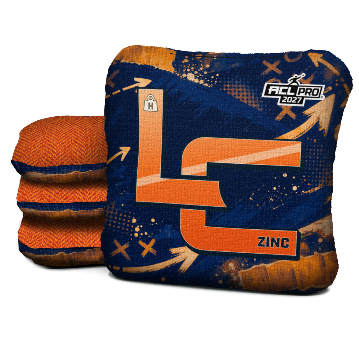 Chicago football cornhole bags, Zinc - H 4.5/9 - ACL PRO, Navy, Orange