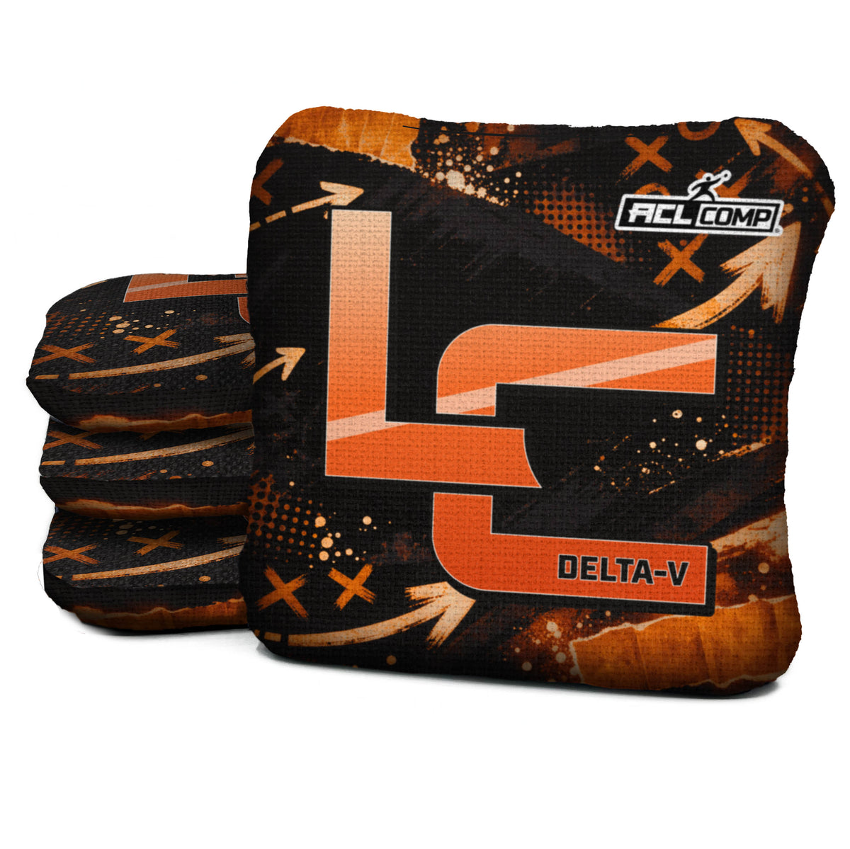 Cincinnati football cornhole bags, Delta-V 5/8- ACL COMP, Black, Orange