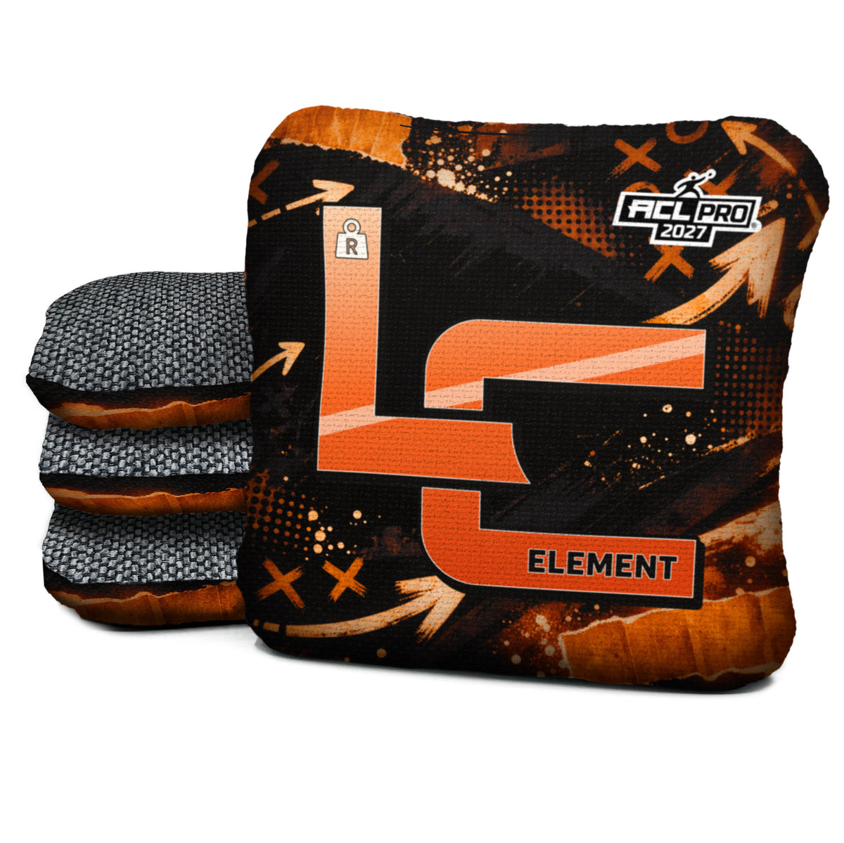 Cincinnati football cornhole bags, Element - R 5/8 - ACL PRO, Black, Orange