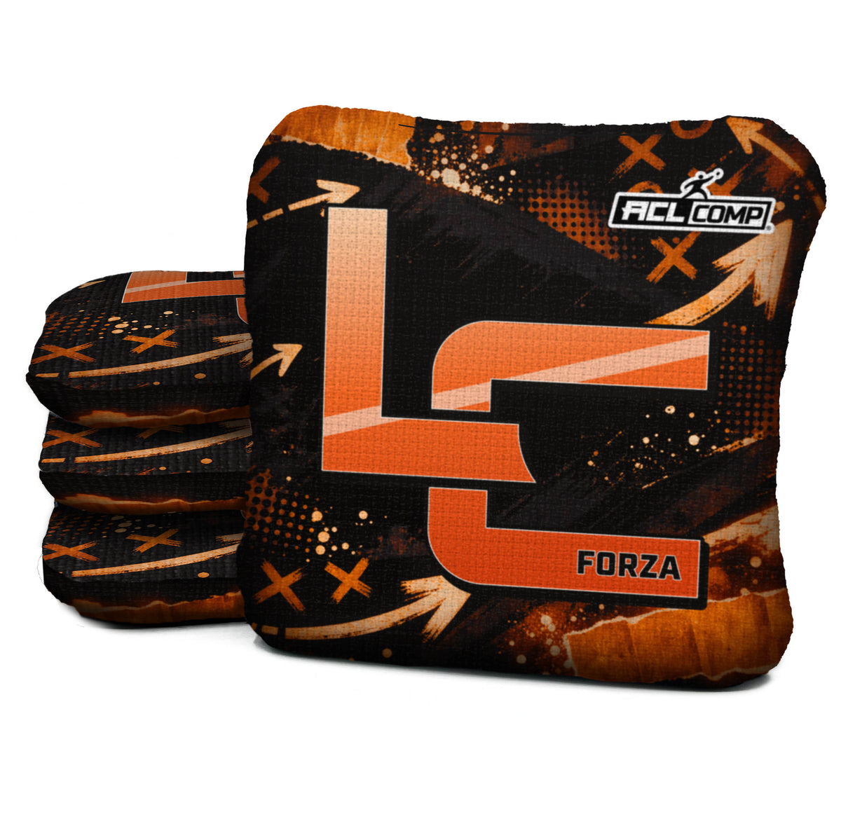 Cincinnati football cornhole bags, Forza - 6/9 - ACL COMP, Black, Orange