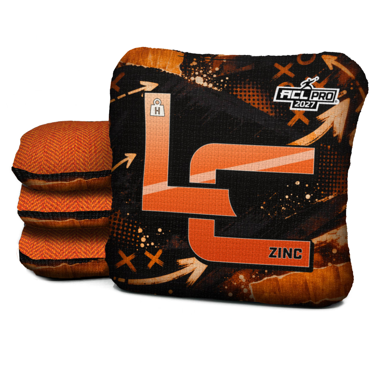 Cincinnati football cornhole bags, Zinc - H 4.5/9 - ACL PRO, Black, Orange