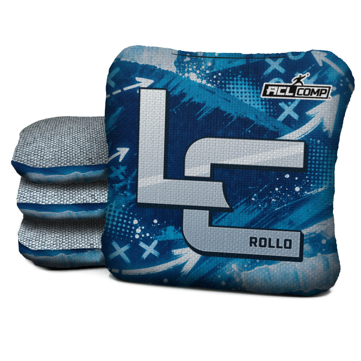 Detroit football cornhole bags, Rollo 4/7 - ACL COMP, Blue, Silver