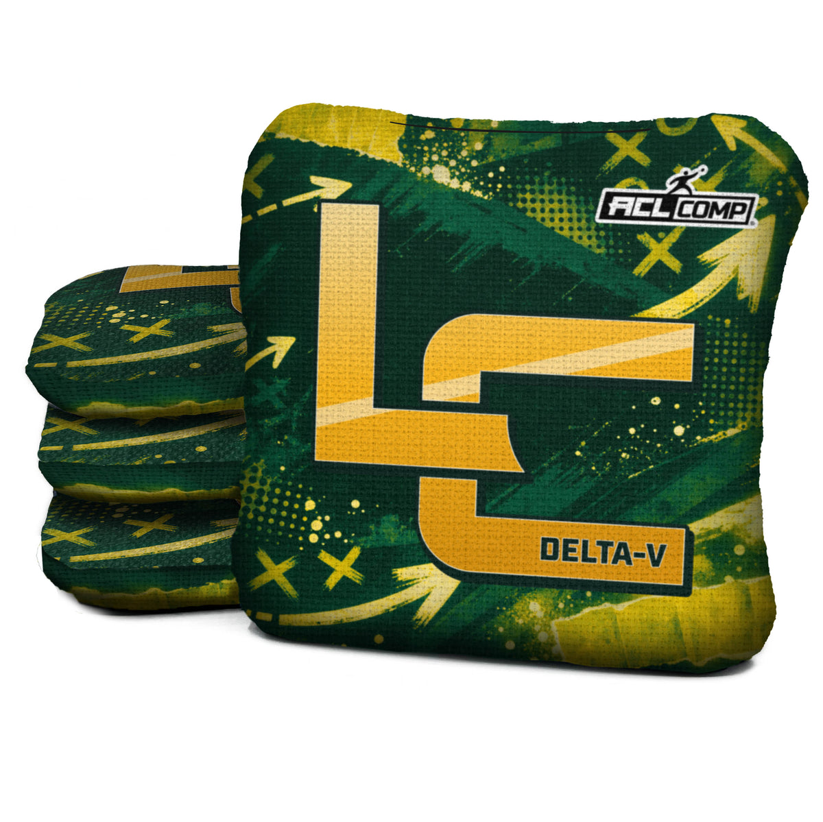 Green Bay football cornhole bags, Delta-V 5/8- ACL COMP, Dark green, Gold