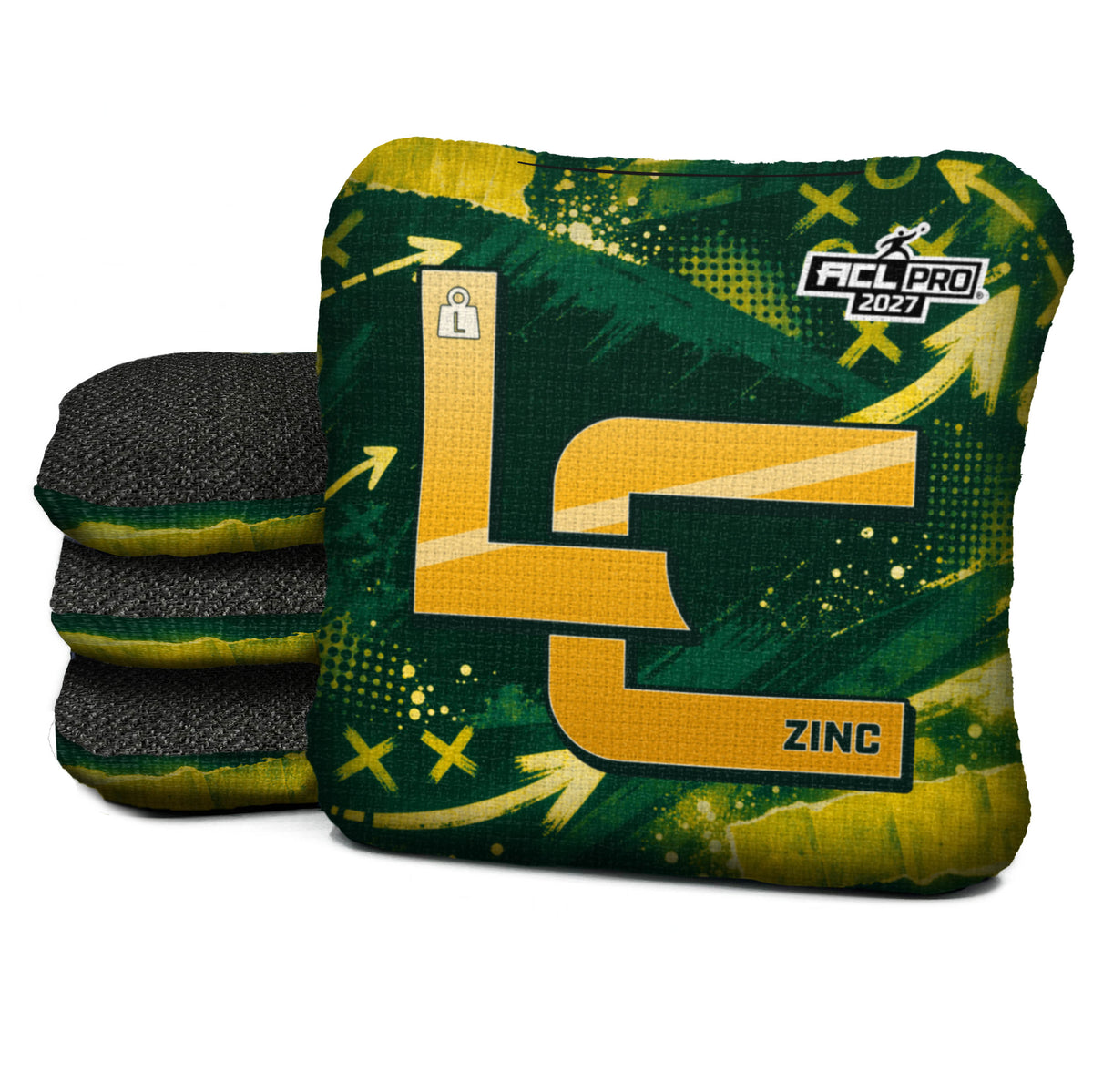 Green Bay football cornhole bags, Zinc - L 4.5/9 - ACL PRO, Dark green, Gold