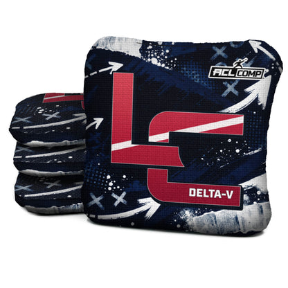 Houston football cornhole bags, Delta-V 5/8- ACL COMP, approved colorway with coordinating reverse
