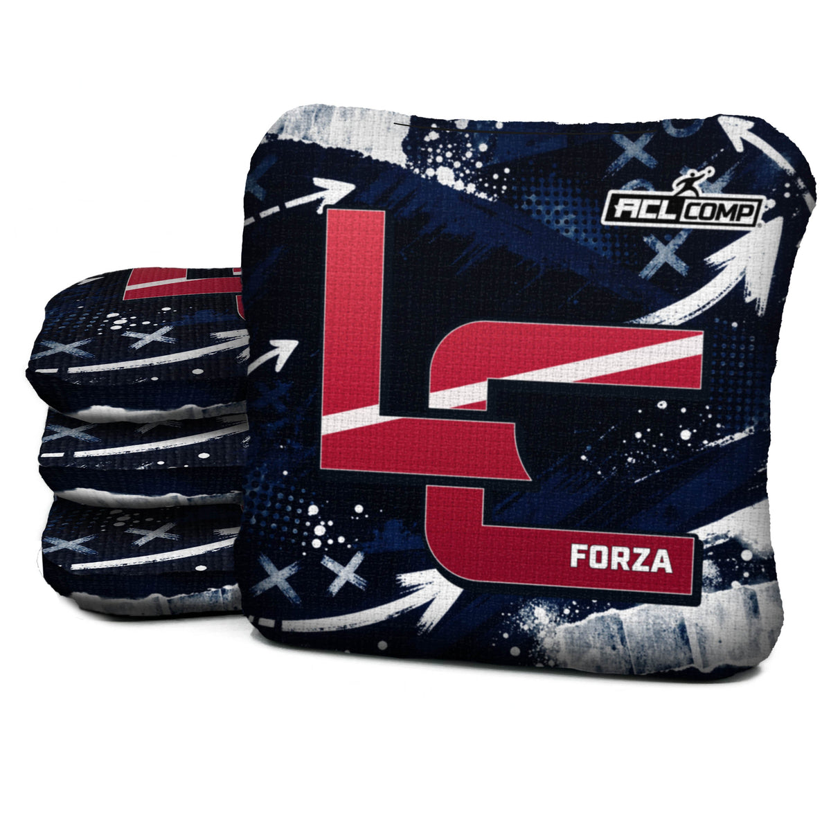 Houston football cornhole bags, Forza - 6/9 - ACL COMP, approved colorway with coordinating reverse