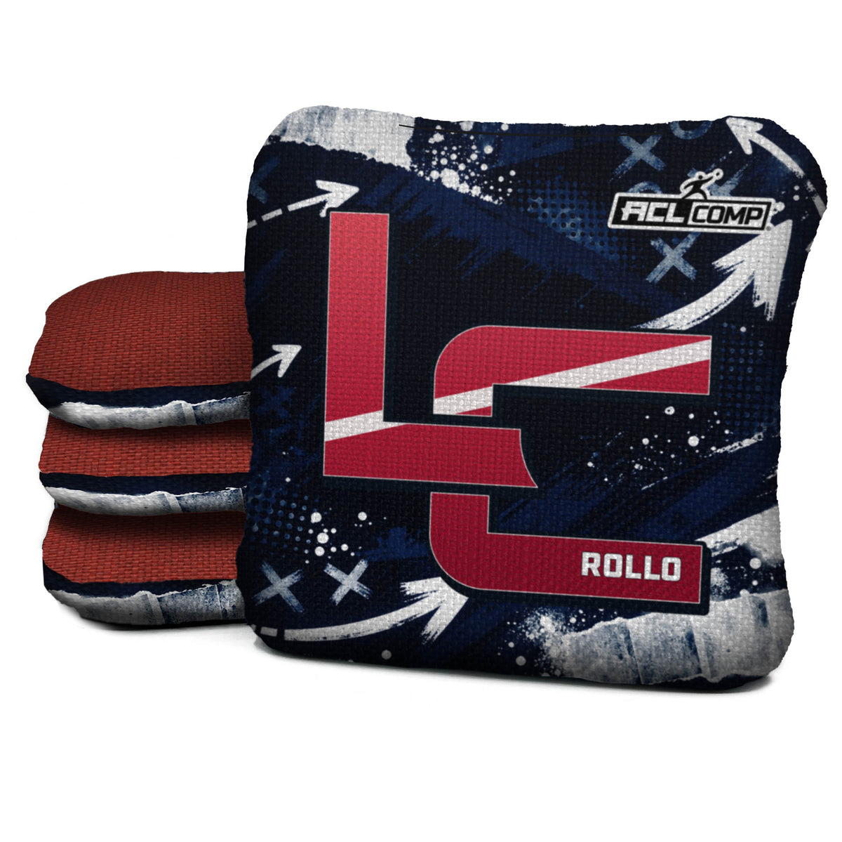 Houston football cornhole bags, Rollo 4/7 - ACL COMP, approved colorway with coordinating reverse