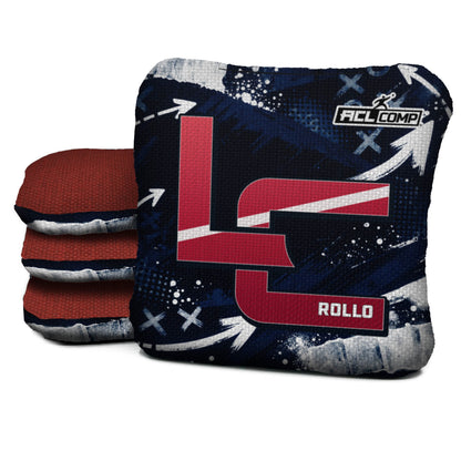 Houston football cornhole bags, Rollo 4/7 - ACL COMP, approved colorway with coordinating reverse