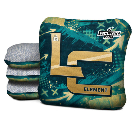Jacksonville football cornhole bags, Element - R 5/8 - ACL PRO, Teal, Gold, Black