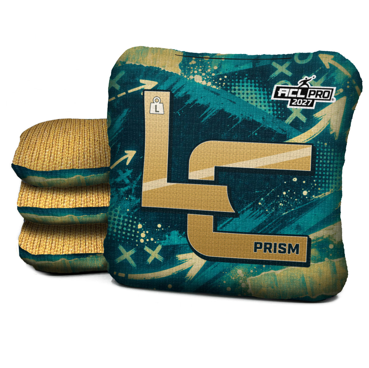 Jacksonville football cornhole bags, Prism - L 5/9 - ACL PRO, Teal, Gold, Black
