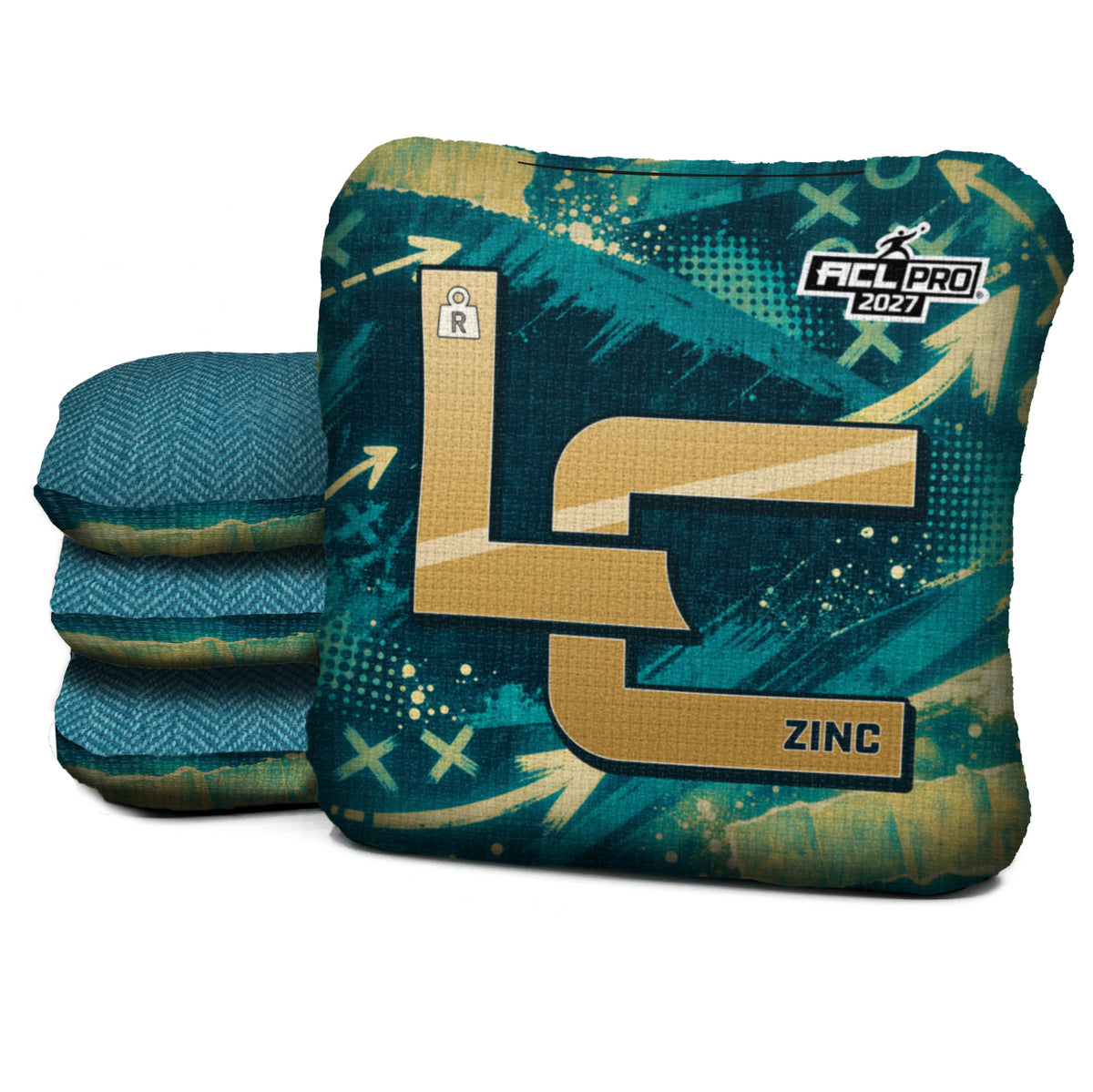 Jacksonville football cornhole bags, Zinc - R 4.5/9 - ACL PRO, Teal, Gold, Black