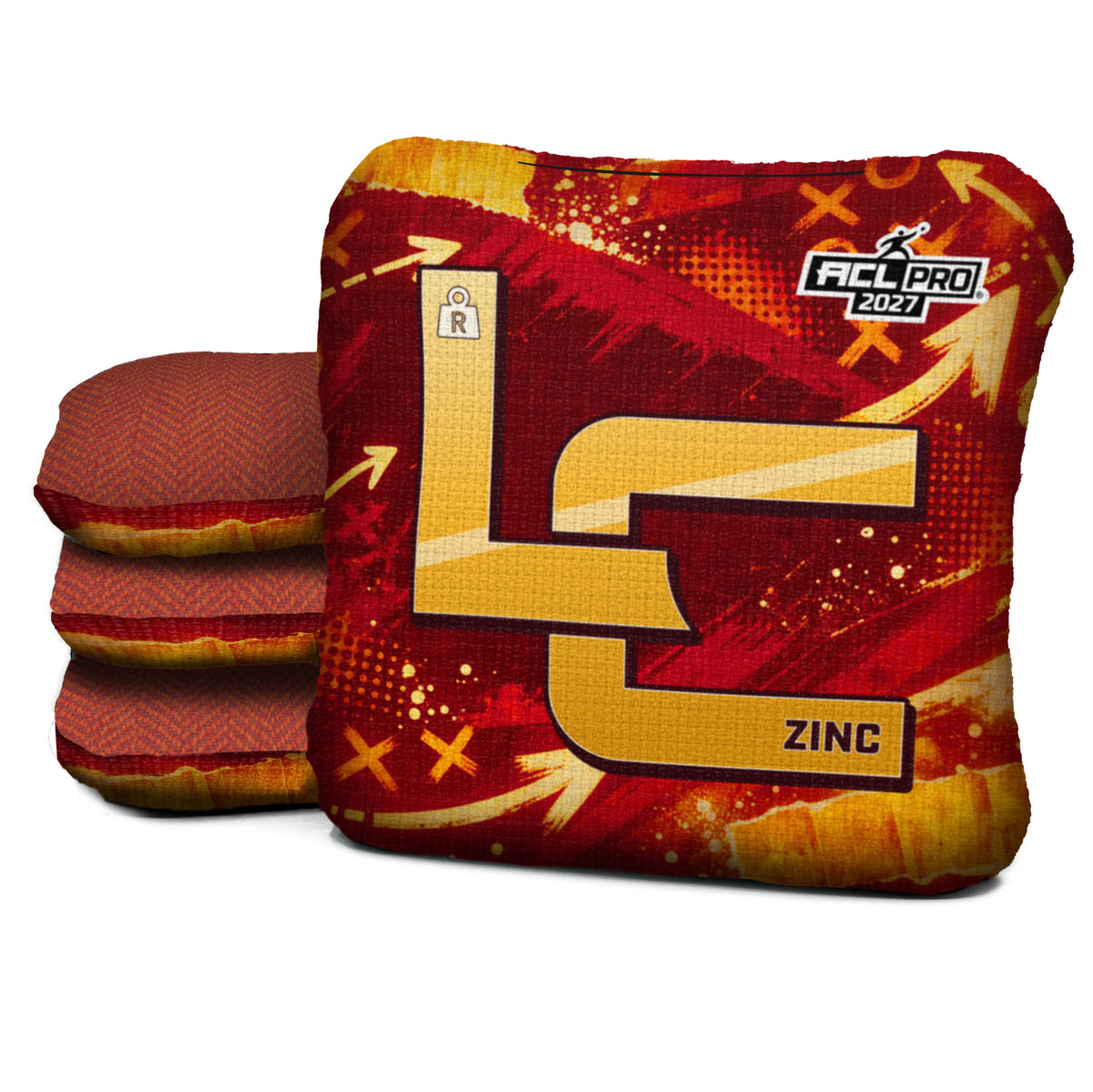 Kansas City football cornhole bags, Zinc - R 4.5/9 - ACL PRO, Red, Gold