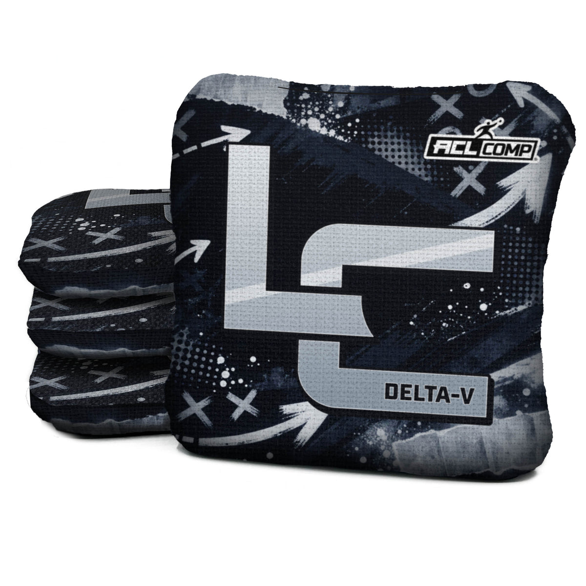 Las Vegas football cornhole bags, Delta-V 5/8- ACL COMP, Black, Silver