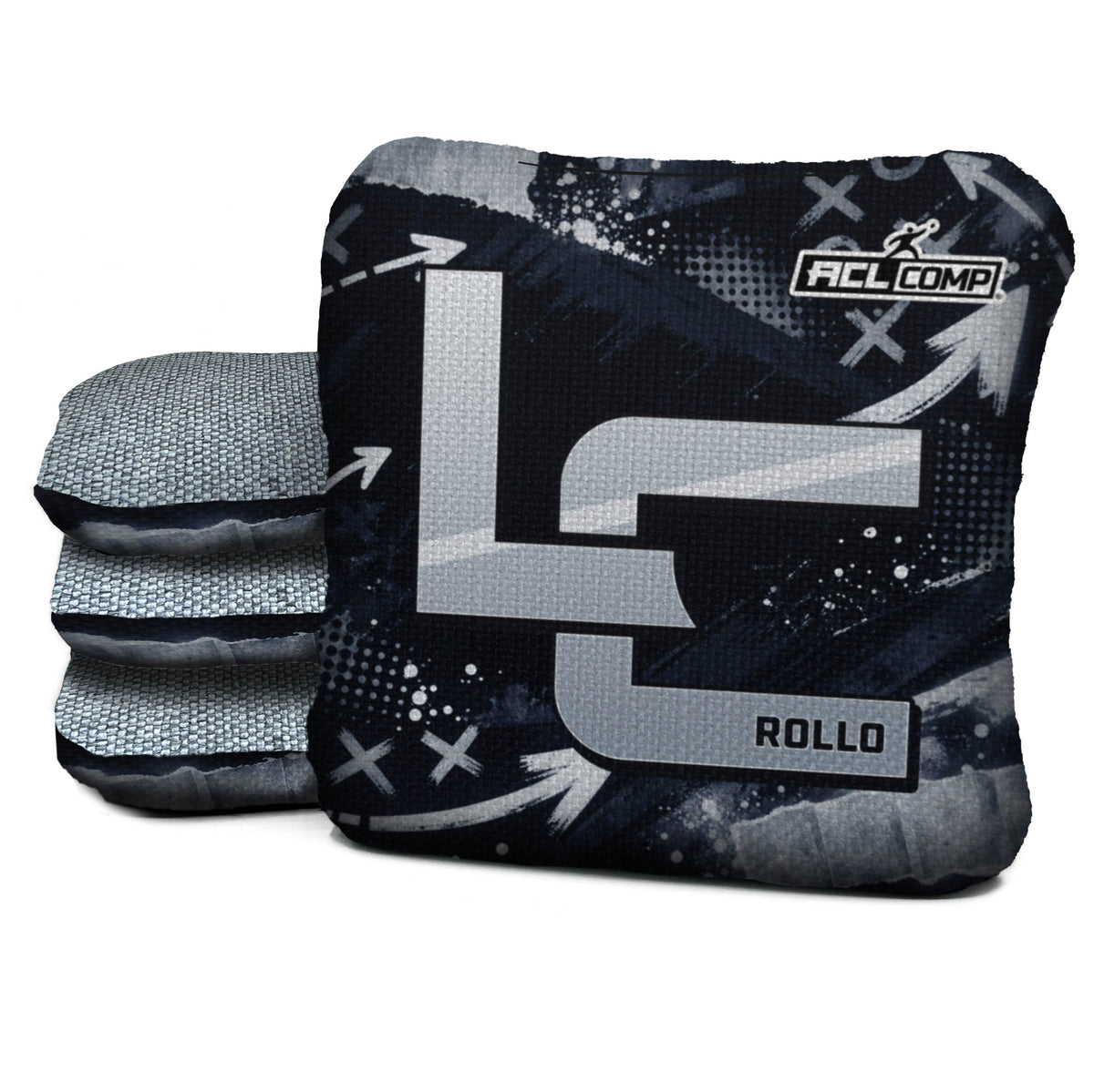 Las Vegas football cornhole bags, Rollo 4/7 - ACL COMP, Black, Silver