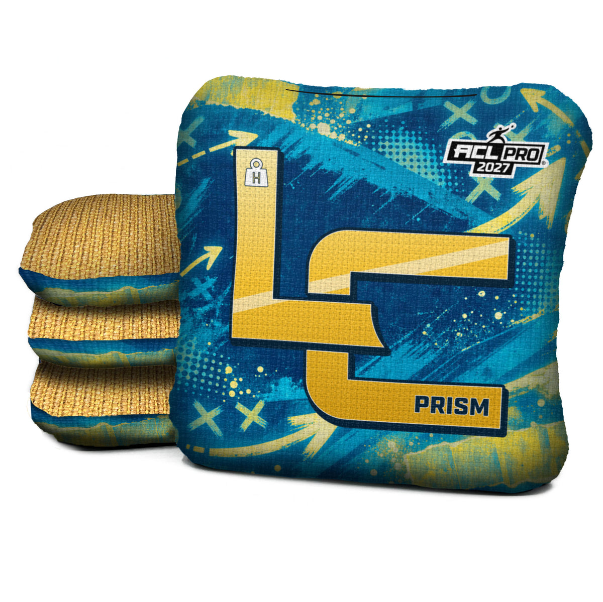 Los Angeles - Powder football cornhole bags, Prism - H 5/9 - ACL PRO, Powder blue, Yellow